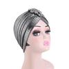 Damer Topphatt Rombus Rhinestones Dekor Plissert Turbanhatt Gullbelagt Pyntet Hatt Elastisk Design Hodeplagg