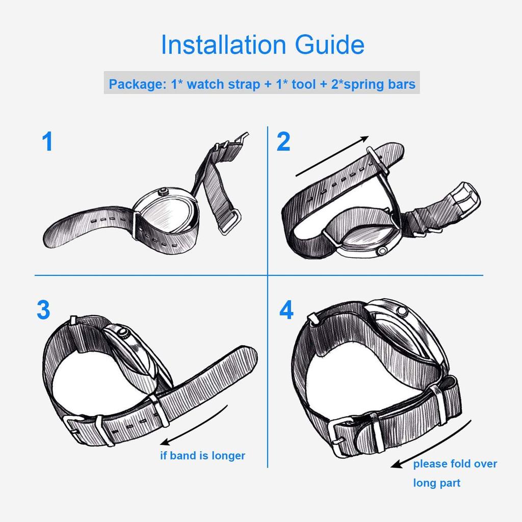 [MZBUTIQ] 19mm Czarny Pasek do Zegarka z Nylonu Balistycznego, Jednoczęściowy, Łatwo Wymienialny