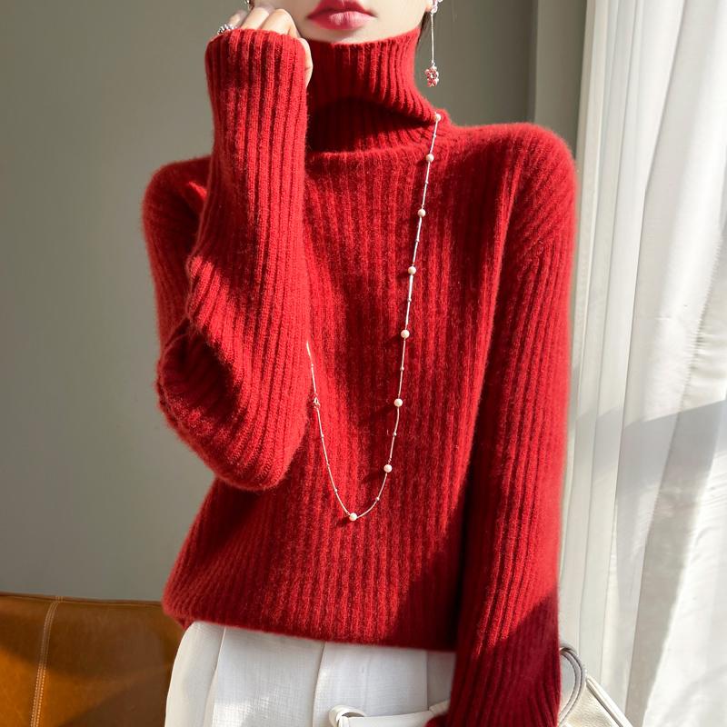 Women Sweater 100% Wool MODERN NEW SAGA Turtleneck Knit Pullover Thick Winter Jumpers Female Knit Tops