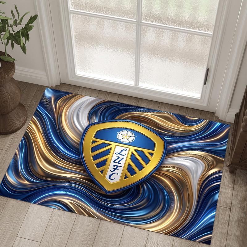 Design Calcio Leeds United Tappeto in Velluto di Cristallo Accogliente Non?Tappeto Stampato Antiscivolo per Camera da Letto Soggiorno Ingresso