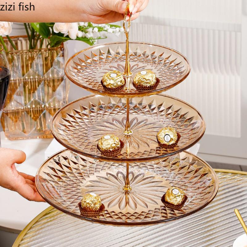 Acrylic Cake Pan Multi-layer Cake Stand Dessert Plate Dim Sum Dish Fruit Plate Candy Tray Snack Tray Bread Plate Fruit Holder
