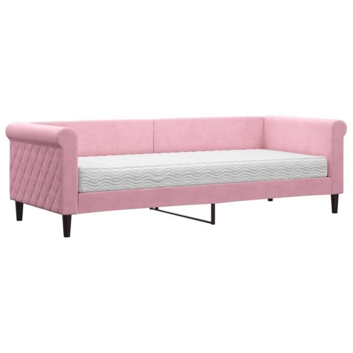 VidaXL Lit de jour avec matelas rose 80x200 cm velours 3197743