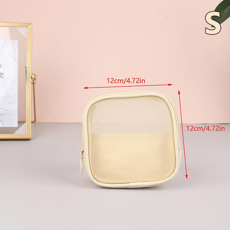 

Сетчатая косметичка бежевая на молнии многофункциональная дорожная косметичка большой вместимости размер маленькая средняя и большая сумка для хранения S