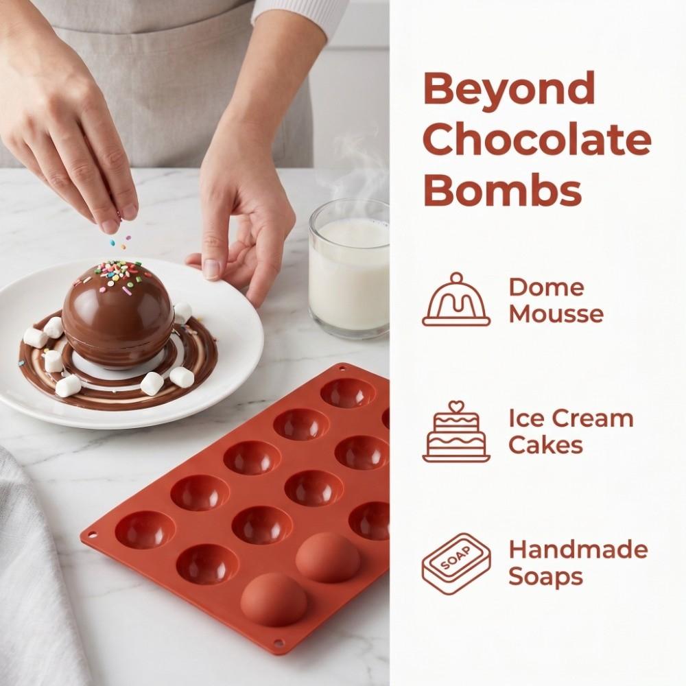 3 Stück Lebensmittelqualität Kuchenform Silikonmaterial Halbkugelförmige Form Heimküche DIY Backen