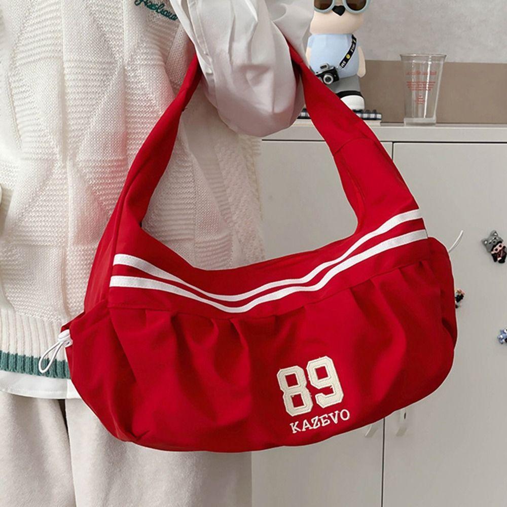 Retro Stripe Underarm Bag Korean Style Sports Handbag Fashion Nylon Shoulder Bag Travel