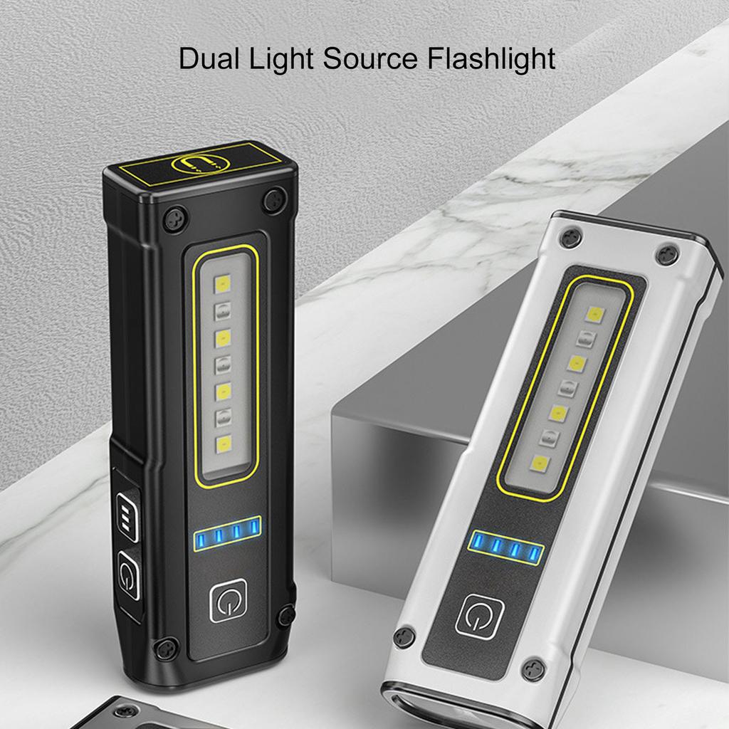 Dual Light Source Flashlight 800mAh Type C Charging Portable COB LED Flashlight with Strong Magnetic