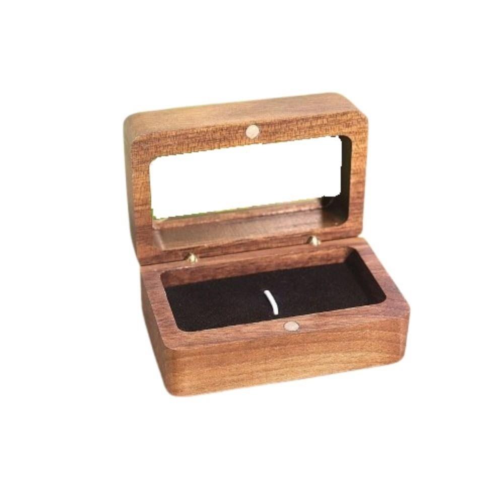 Double Slot Wooden Ring Box Rectangular Jewelry Ring Holder Black Walnut Cufflinks Box  Couples