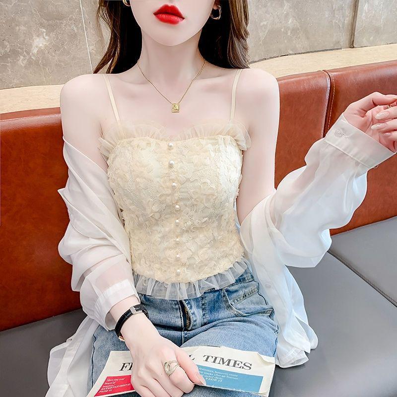White Lace Sweet Desire Women's Camisole Tank Top - Sexy Sleeveless with Beautiful Back Design