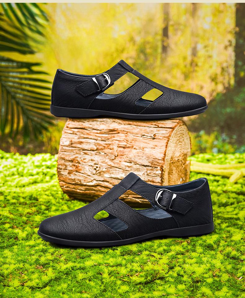 2024 Men's Summer Breathable Leather Pointed Toe Slip-On Casual Sandals