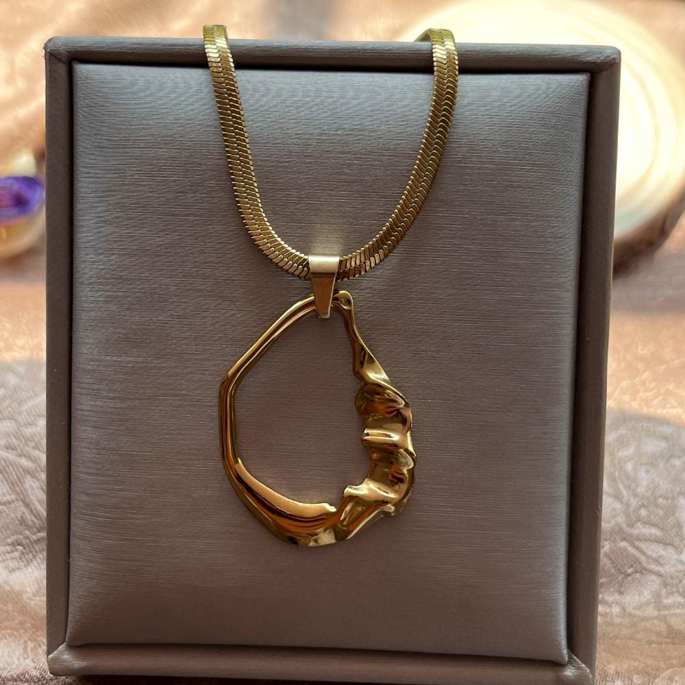 Edelstahl Übertrieben Punk Groß Rund O-förmig Anhänger Halskette Damen Herren Klobig Schlangen Klinge Kette Grunge Steampunk Schmuck