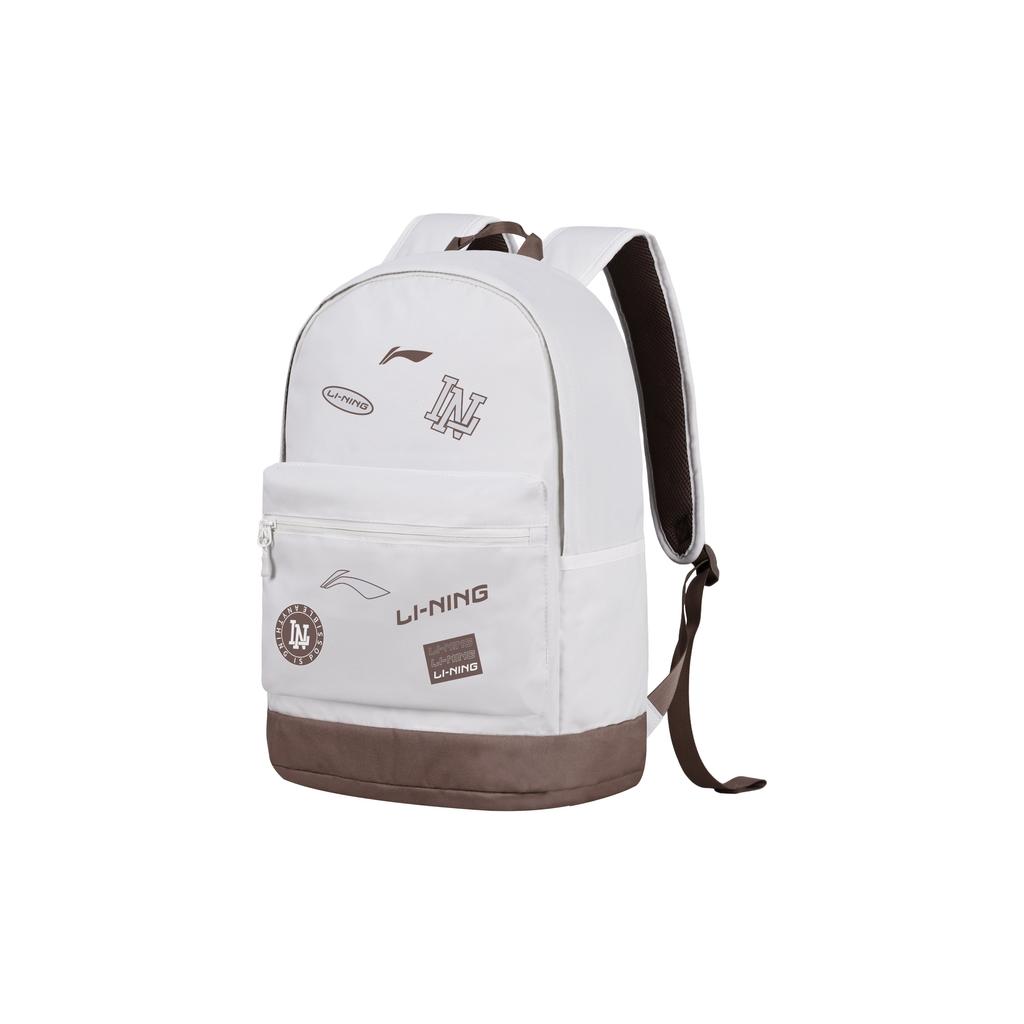 Li Ning Sports Leisure Large Capacity Simple Versatile Polyester Backpack Unisex Backpack Beige ABSV313-26