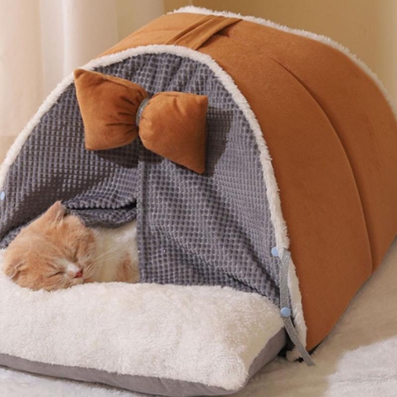 

Товары для животных, кровать для кошек, универсальная закрытая кровать для кошек, палатка, теплые принадлежности, Four Seasons L коричневый