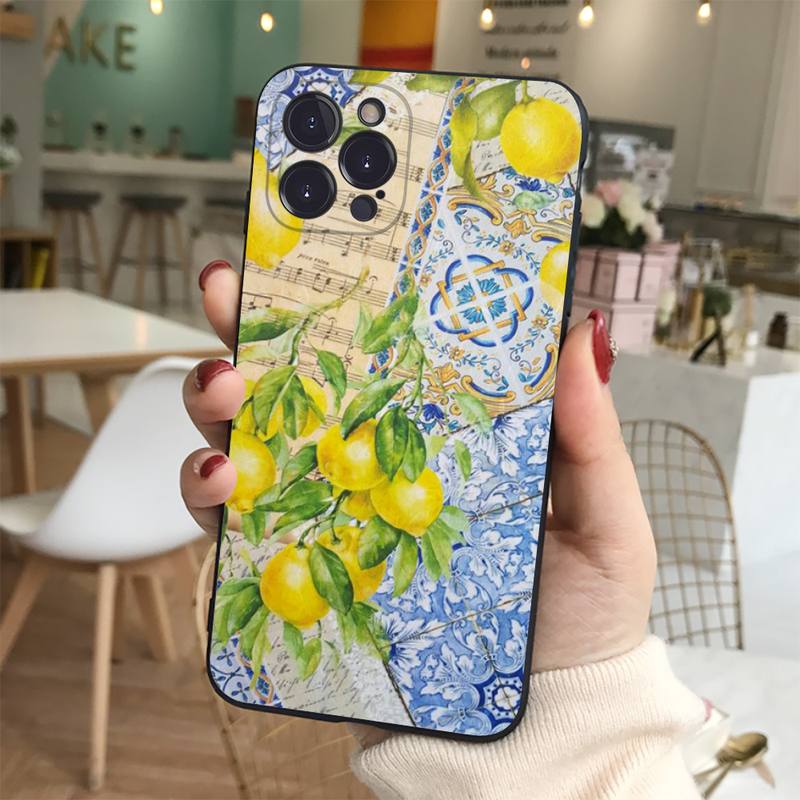 Mediterranean Lemon Phone Case For iPhone 14 11 12 13 Mini Pro XS Max Cover 6 7 8 Plus X XR SE 2020 Funda Shell
