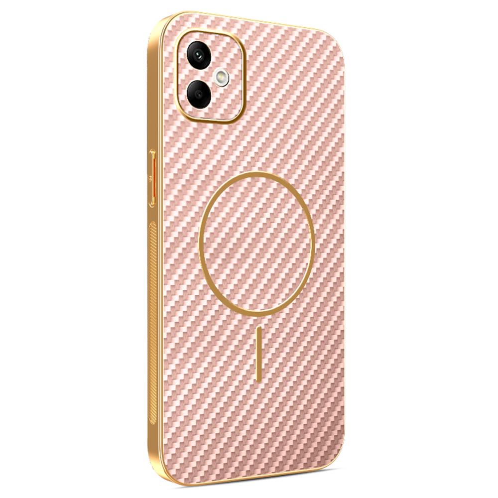 For Samsung Galaxy A05 4G Phone Case Carbon Fiber Textured Electroplated TPU Back Cover