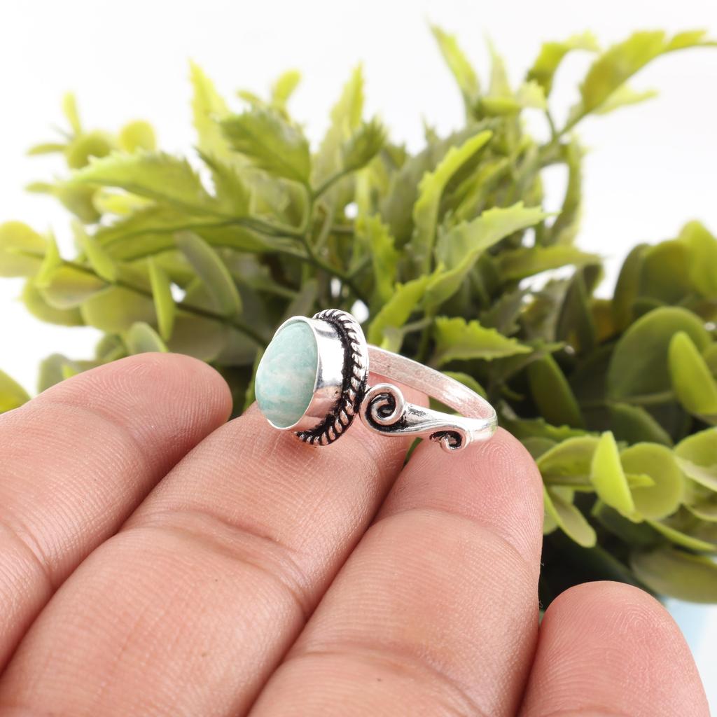 Amazonite Jewelry, 925 Solid Sterling Silver, Handmade Attractive Ring, Boho Amazonite Gemstone Spiritual Ring For Women