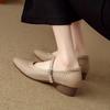 2025 Summer Thin Leather Shoes, One-Strap Soft Leather Mom Shoes, Soft Sole Mary Jane Flats for Women