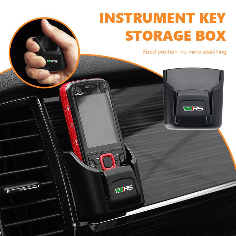 For Skoda Car Interior Key Remote Control Storage Box Organizer Sticker Holder Kamiq MK3 Roomster Rapid Kodiaq Karoq Fabia EnyaqCQ1