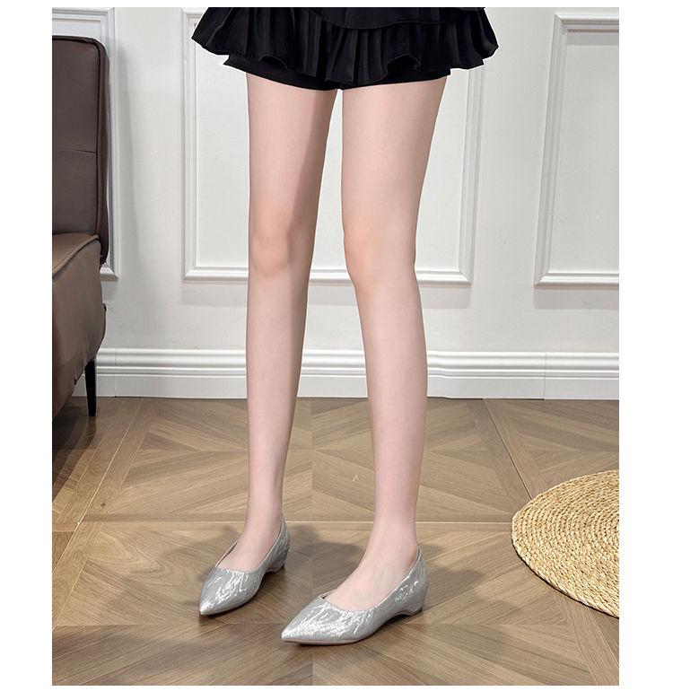 Fairy Style Pointed Toe Flat Shoes - Champagne Gold & Silver, Perfect for Weddings, Plus Size, Bridesmaids, and Pregnant Women. Hidden Heel.