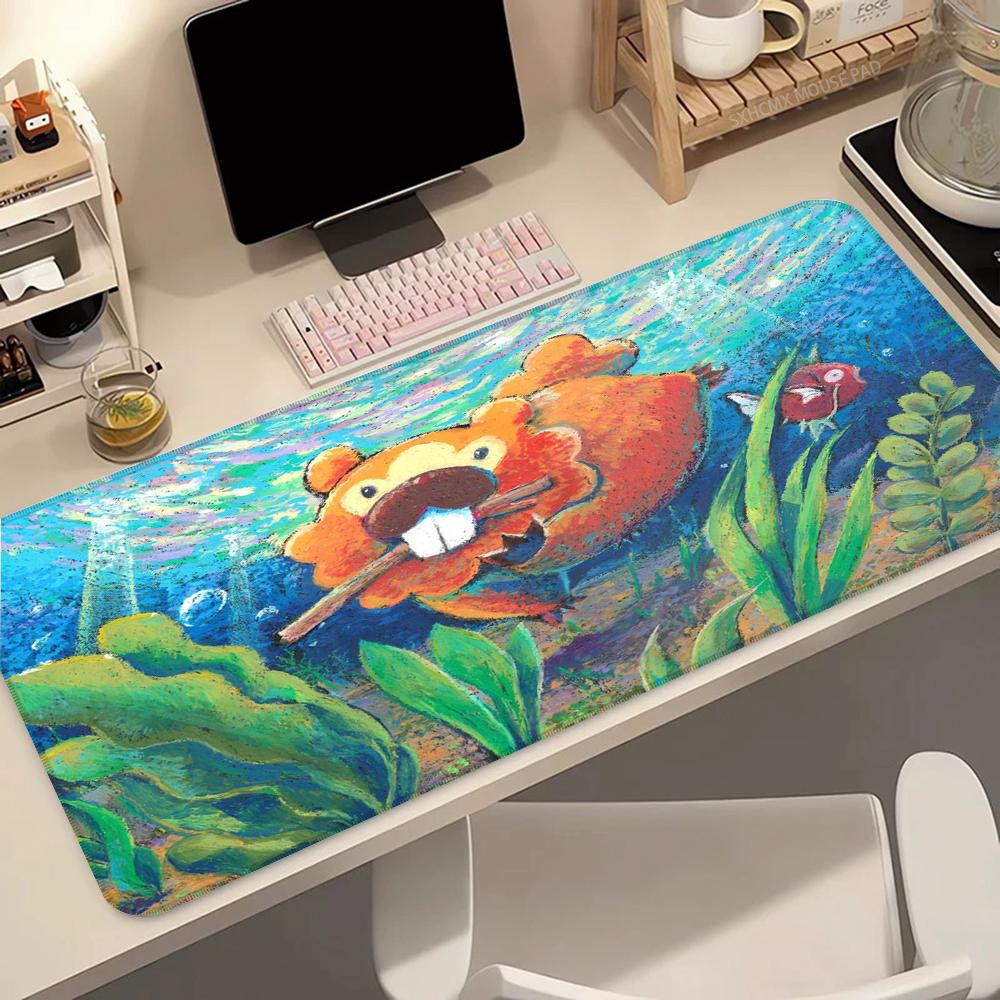 Kawaii Anime Large Gaming Mouse Pad P Bidoof Speed Desk Mat Gamer Keyboard Mousepad HD Home Office Desk Accessories
