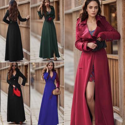 Europäische und amerikanische Damenbekleidung Herbst- und Winterwollmantel Damenrollkragenwollmantel Damen Plus Langer Trenchcoat