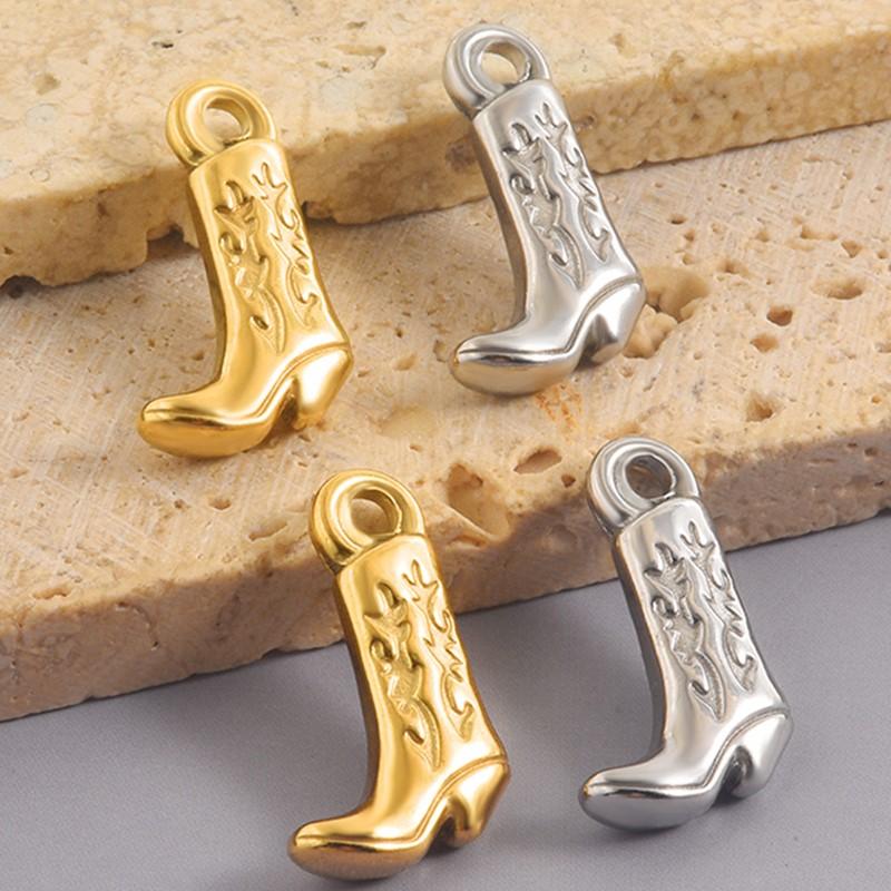 4pcs Mix Boots Pendants For Jewelry Making Supplies Clothing Accessories Stainless Steel Charm Bulk DIY Keychain Necklace Charms