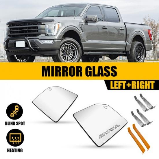 Mirror Glass Heated Blind Spot For 2015- Ford F150 Driver Passenger Side 2X