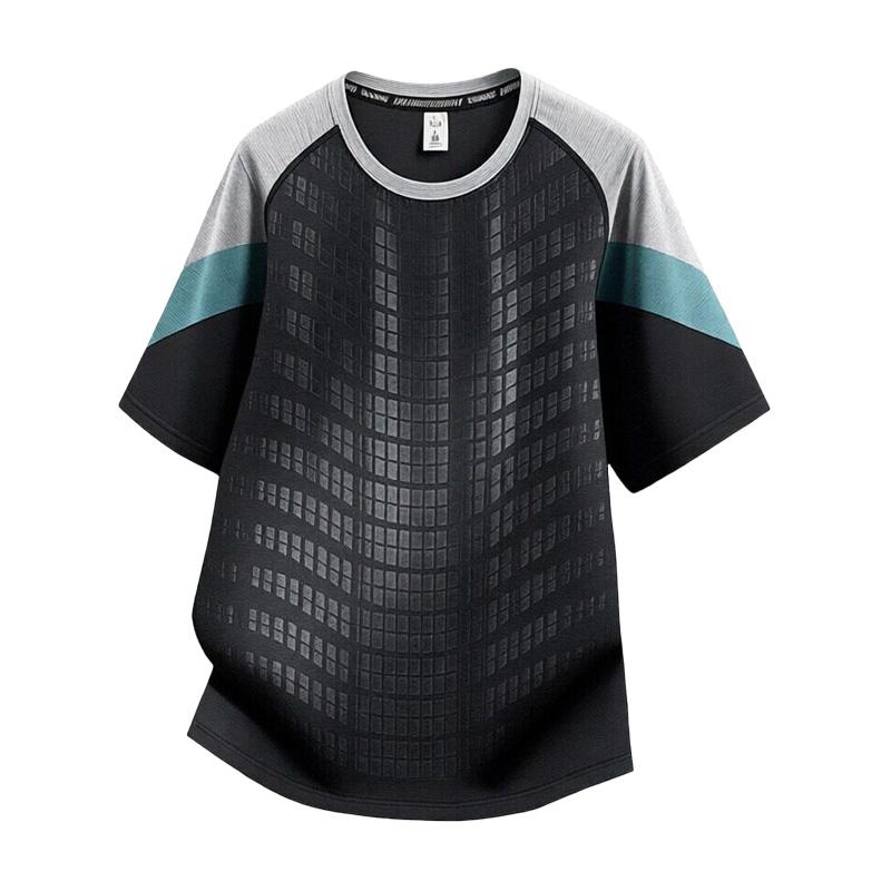 

Summer Short Sleeved Ice Silk Quick Drying Sports Men s Summer Round Neck Business Top Short Sleeved T-shirt XXXL чёрный
