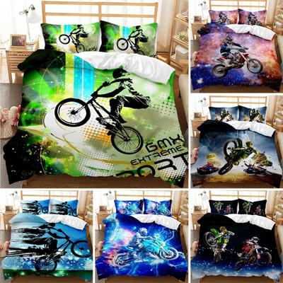 Motocross Rijder Beddengoedset Extreem Sporten Thema Dekbedovertrek Tieners Motor Dekbedovertrek Crossmotor Polyester Quiltovertrek