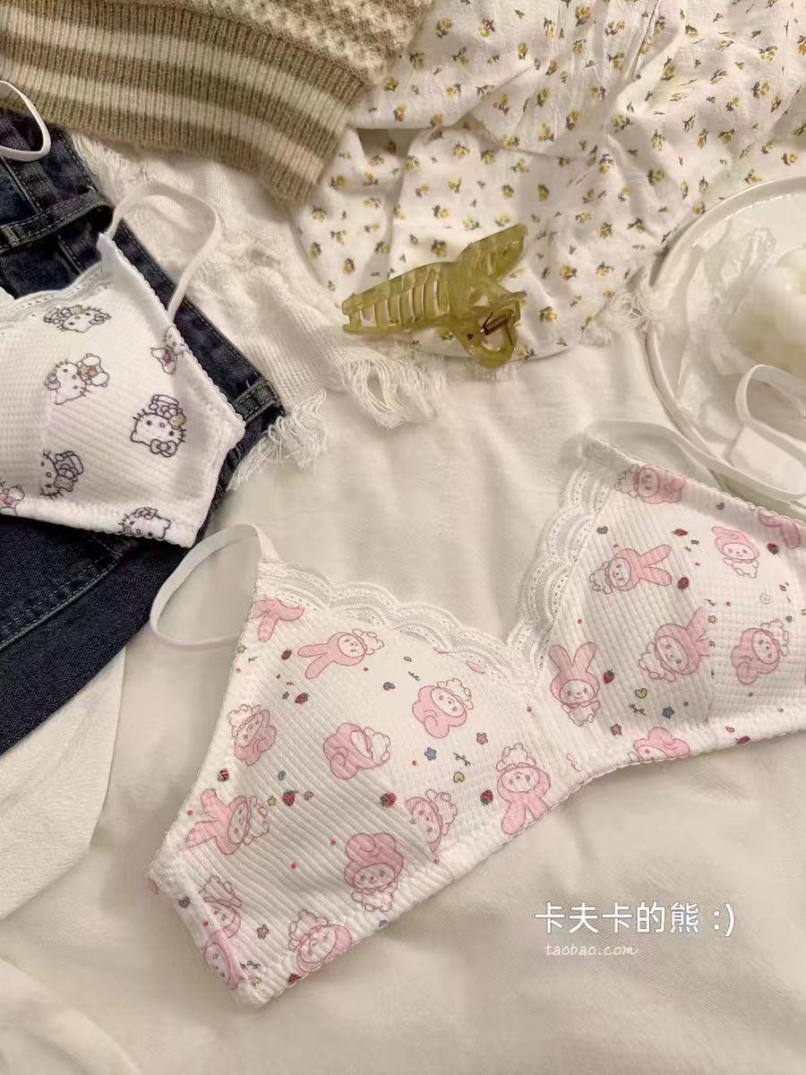

Japanese less thin styles gather without steel rings or empty triangle cups cartoon sweet bra cover set 32/70AB