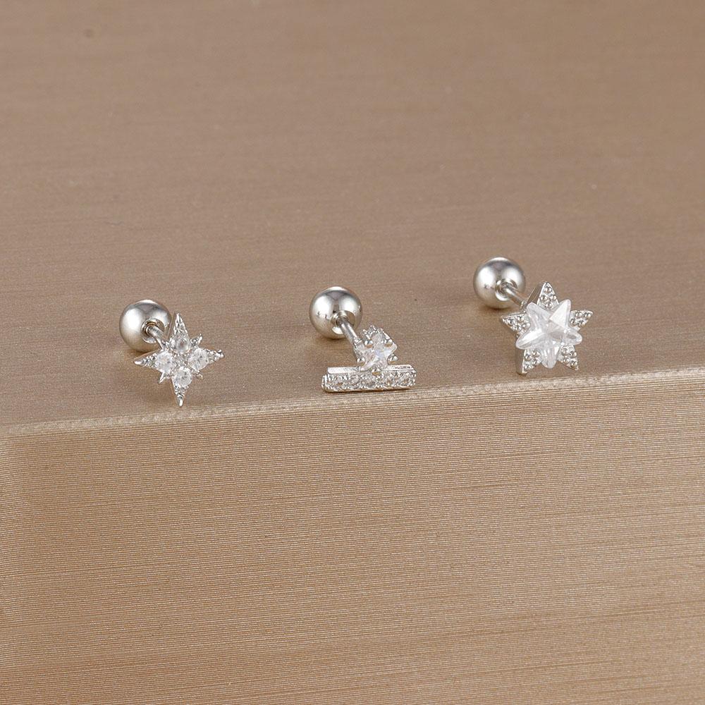 Sada 3 kusů náušnic pecek ve tvaru korunky z nerezové oceli ve zlaté barvě pro ženy, pozlaceno 14K zlatem, s krystalem zirkonu, unikátní náušnice ve tvaru koňského oka, šperky