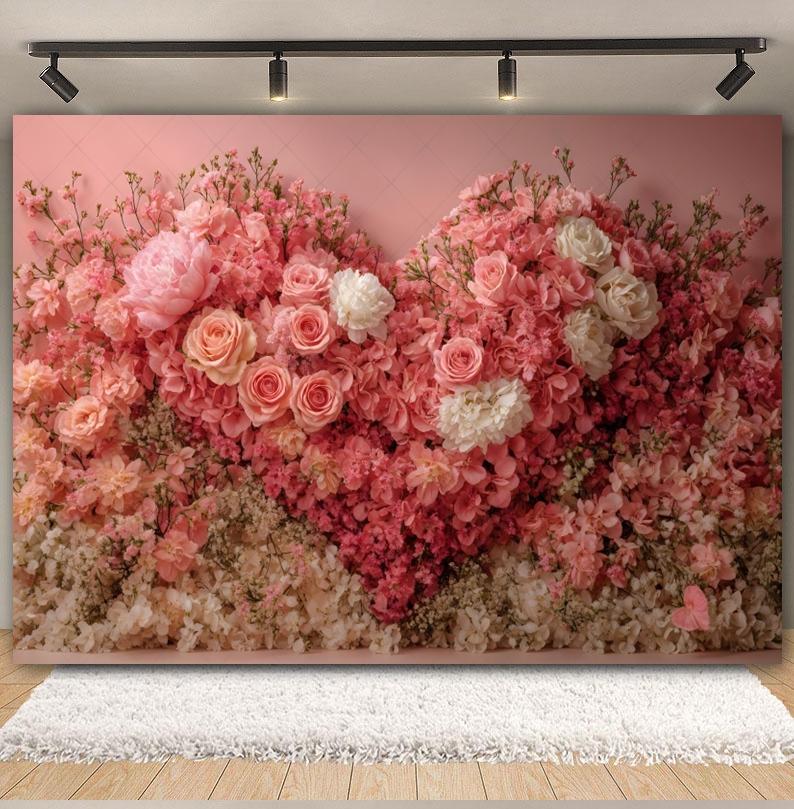 February 14 Valentine's Day Photography Background Rose Flowers Love Heart Kids Birthday Wedding Portrait Decor Photo Backdrop
