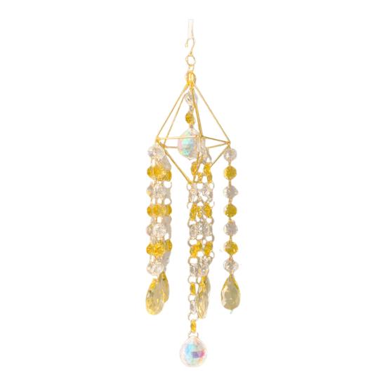 Faux Crystal Suncatcher Wind Chimes for Outside, Prisms Window Hanging Rainbow Maker for Garden Home Indoor Outdoor Decor жёлтый