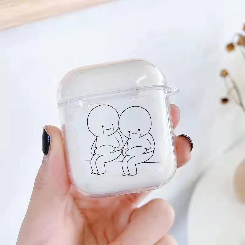 

Funny Cartoon Line Man Clear Earphone Case For Apple AirPods 4 3rd 2 Pro3 Transparent Cover For Airpod 1 3 Protective Box Shell AirPods 1st 2nd
