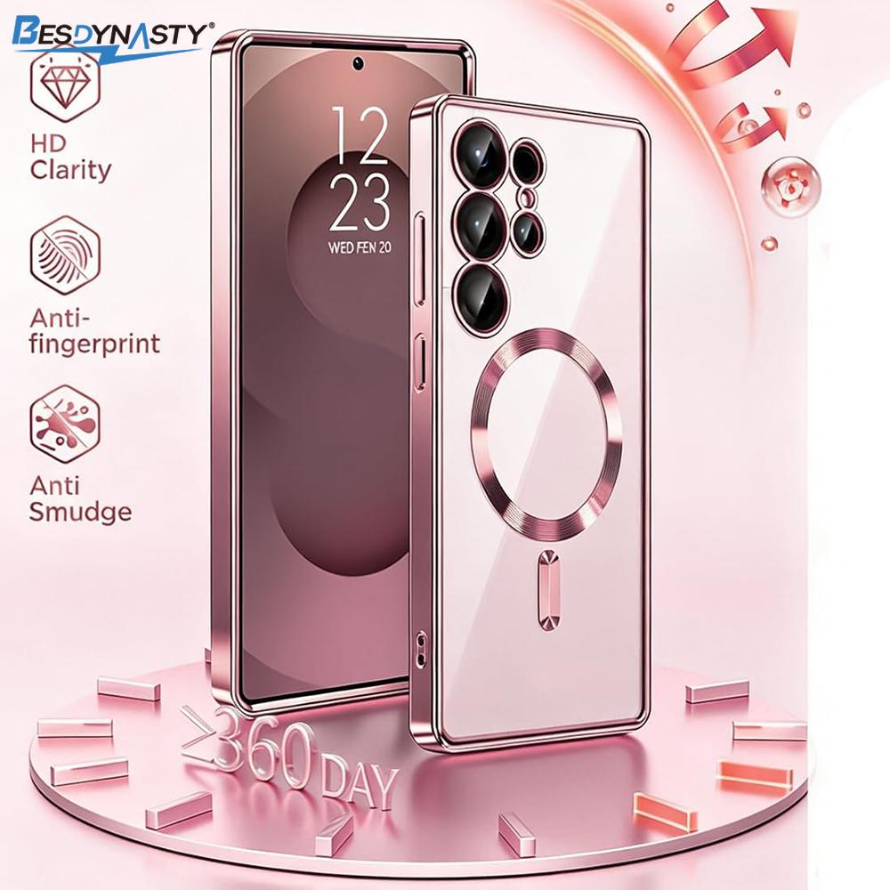 S26Ultra Magnetic For Magsafe Case For Samsung Galaxy S26 S25 Edge S24 S23 FE Ultra Plus S26+ Soft Clear Plating Silicone Shell