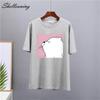 Shellsuning Summer Cute Printed Cotton T Shirt Women Loose Short Sleeve Trend Tees Female Casual Streetwear All-match Basic Tops