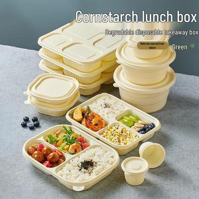 Corn Starch Disposable 4-Compartment Meal Prep Containers