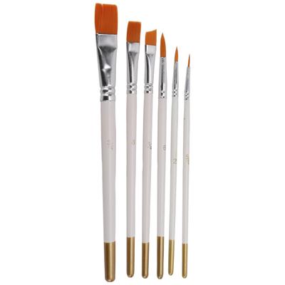 6 Pcs Paint Brush Multipurpose Mini Nylon White Rod Oil Painting Round Tips Flat Tips Watercolor