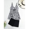 Costume da Bagno Due Pezzi da Donna Tankini con Coulisse e Stampa Floreale con Slip a Pantaloncino