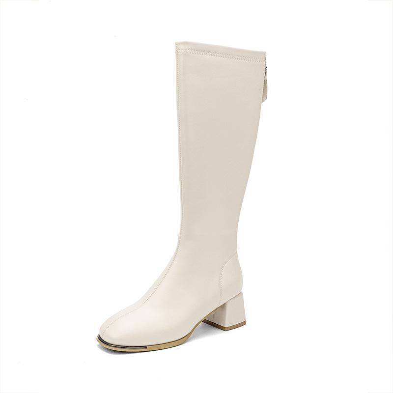 

Остроносые темпераментные ботильоны на высоком каблуке женские осенне-зимние на толстом каблуке, но эластичные ботфорты до колена, новые британские ботинки Мартин ◑40◑