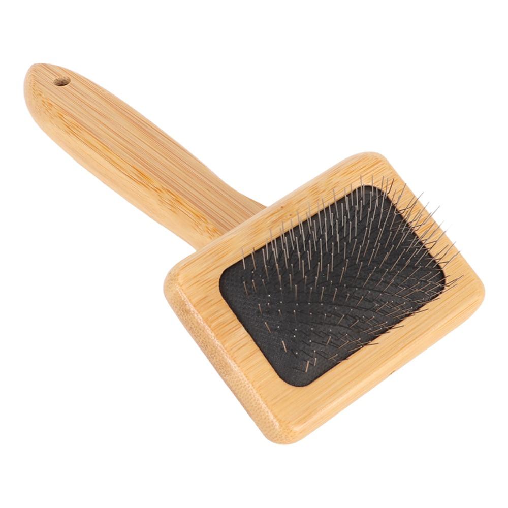 Fine Polished Bristles Pet Slicker Brush Wooden Handle Fringe Comb Durable Cleaning Brush For Dogs