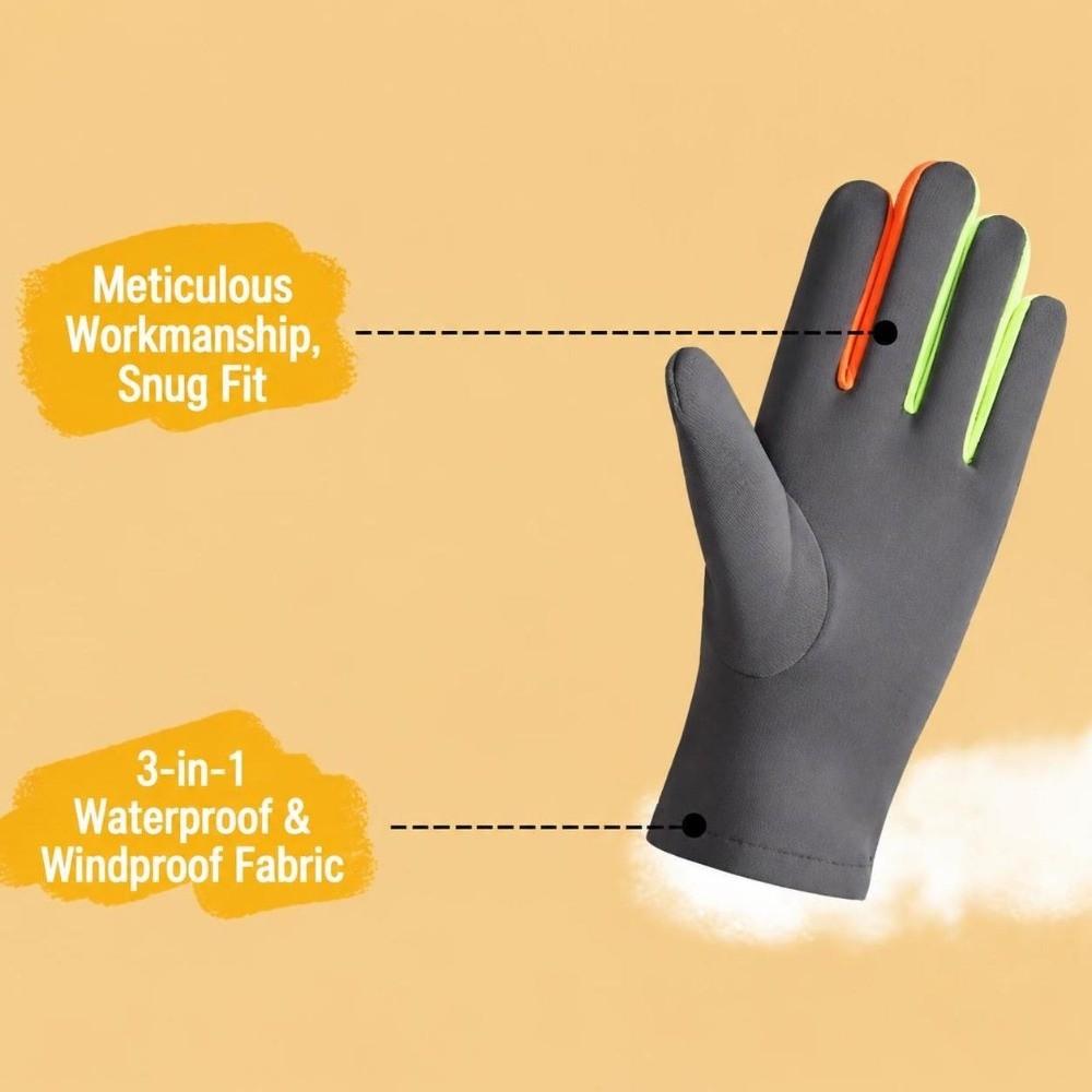 Dinosaur Pattern Kids Winter Gloves Touchscreen Finger Strips Kids Cycling Gloves Outdoor Riding