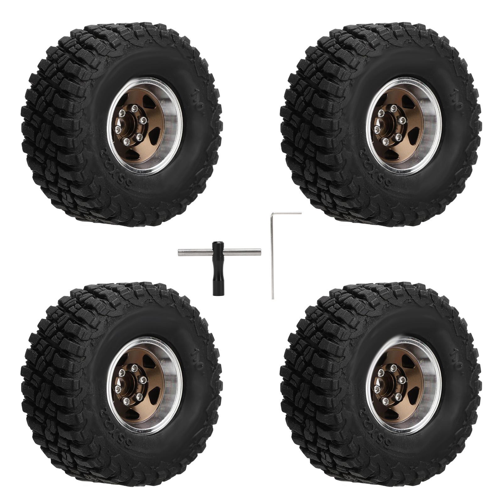 

4PCS RC Crawler Tires Soft RC Car Rubber Tire with Aluminum Alloy Wheel Rims for SCX24 124 118 мідний