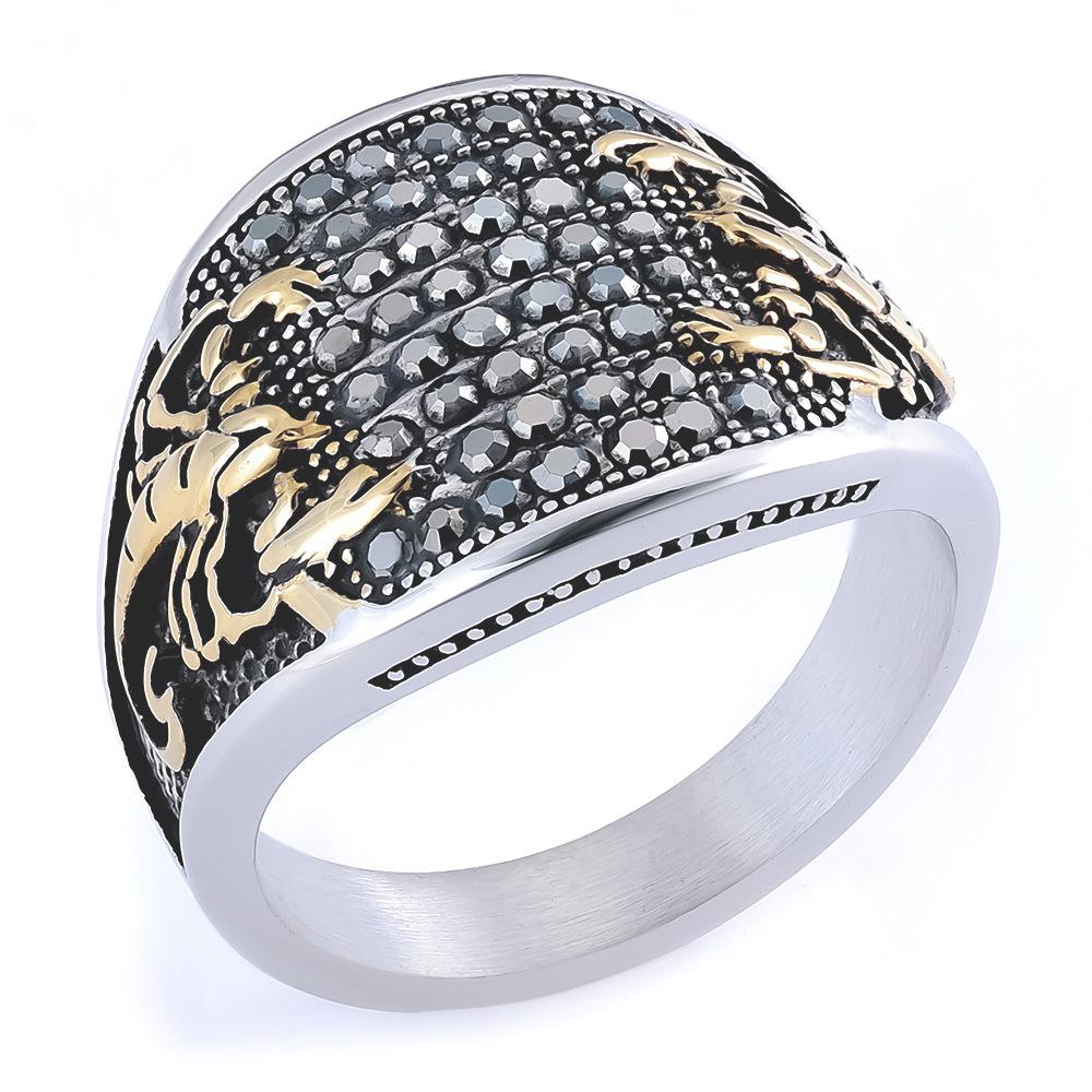 Titanium Steel Men'S Ring Personalized Retro Simple Wind Small Dot Masonry Men'S Ring Stainless Steel Finger