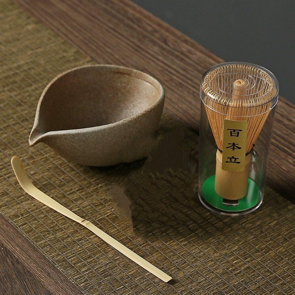 3/4pcs Handmade Home Easy Clean Matcha Tea Set Tool Stand Kit Bowl Whisk Scoop Gift Ceremony Traditional Japanese Accessories