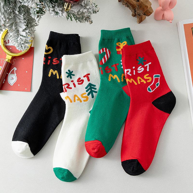 Christmas Socks Christmas Gifts Women's Socks Small Deer Socks Mid Tube Socks Autumn and Winter Gift Box Socks