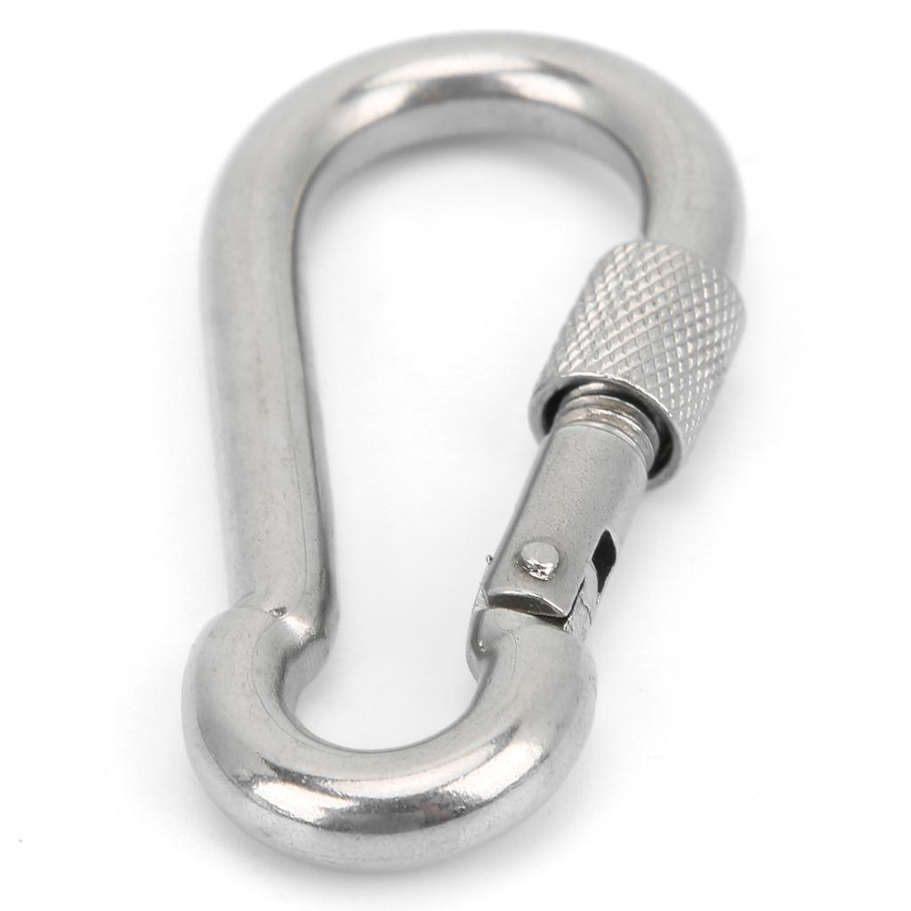 5pcs 80mm Locking Carabiner Clip Heavy Duty Spring Snap Hook with Nut Lock Buckle for Camping