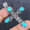 Natural Santa Rosa Turquoise 925 Sterling Silver Jewelry Pendant 2.36" ETC-13933