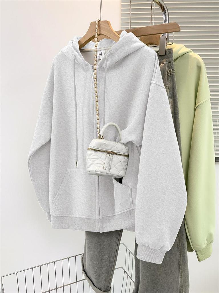 Women's Retro American-Style Hooded Cotton Cardigan with Plus Velvet for Autumn/Winter 2025