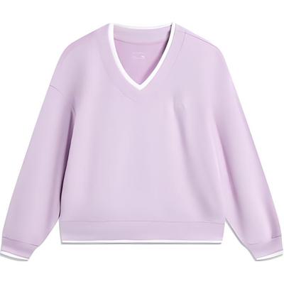 Sports Lifestyle Series Letter Casual Minimalist Solid Color V-Neck Pullover Knit Sweater Women Tops Twilight-Purple AWDV886-4