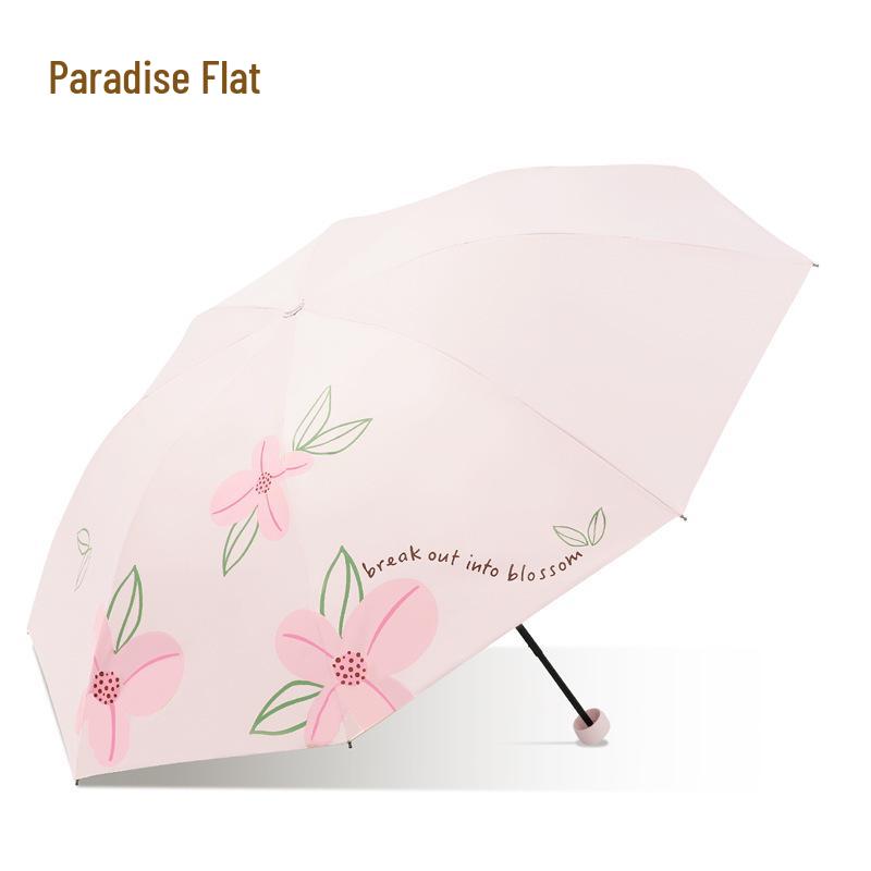 Paradise Umbrella UV Protection Women's Cartoon Sunshade: Lightweight, Portable Black Glue Folding Umbrella for Rain or Shine